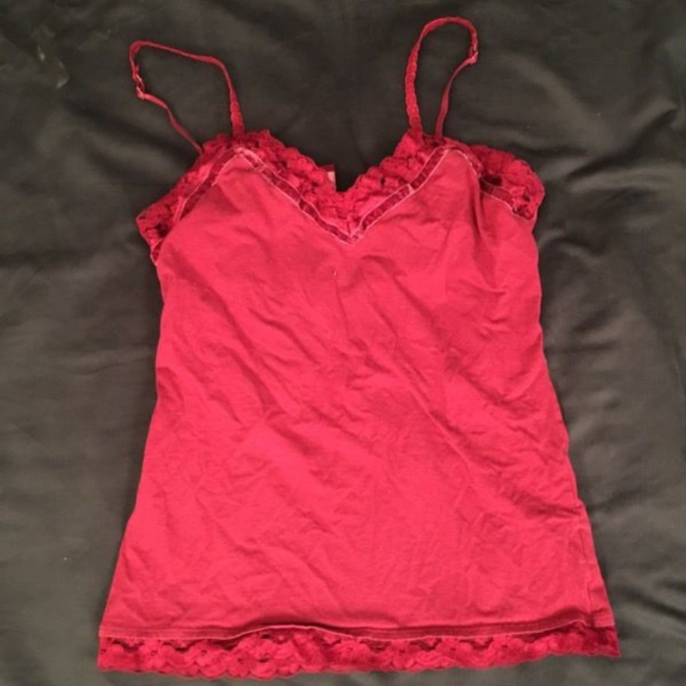 Women’s red maroon tank top shirt lace large L
